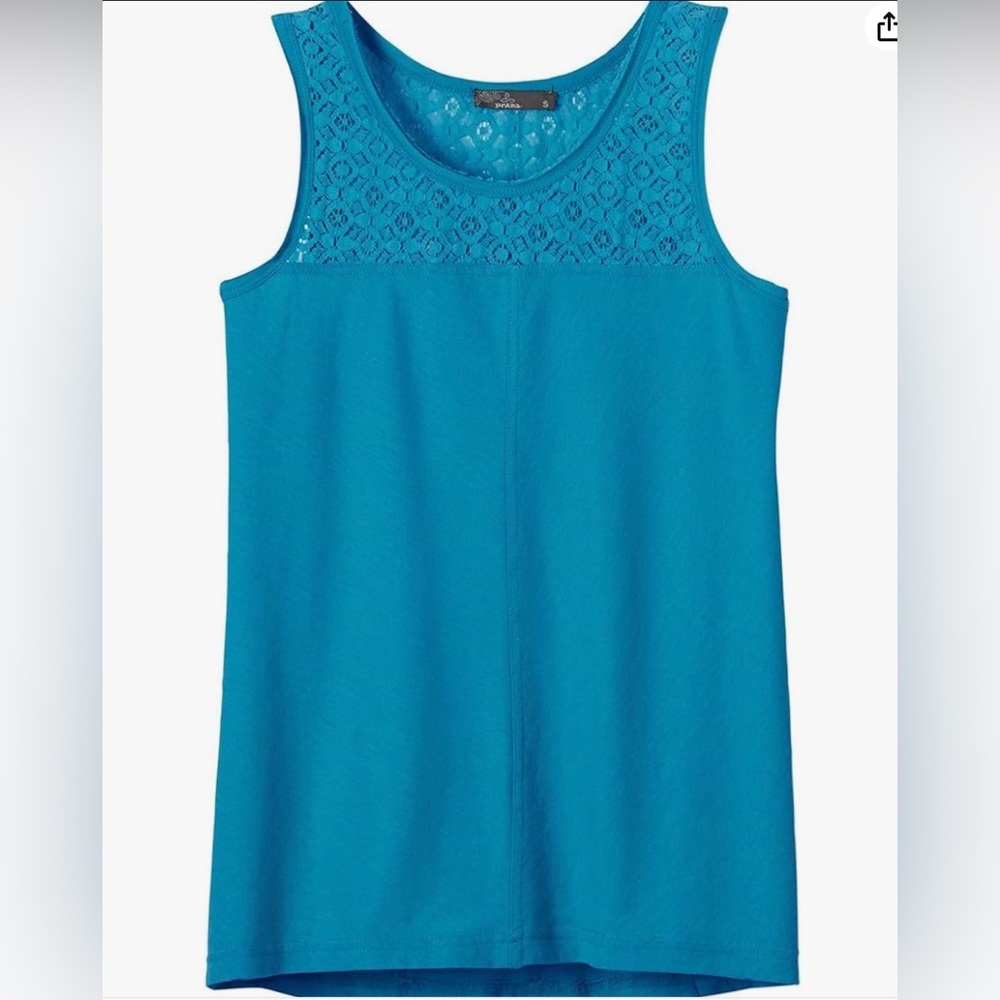 Prana Cassi tank top women’s blue with lace sz XS